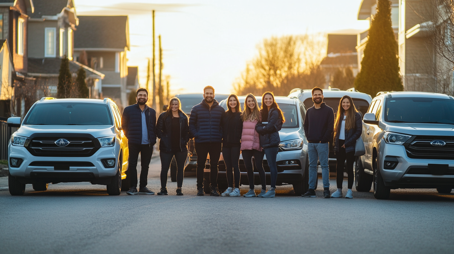 Happy ReadyLoans customers with their vehicles